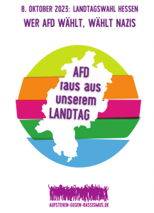 AfD raus aus unserem Landtag! Gemeinsames Flugblattt von MTK gegen rechts und Aufstehen gegen Rassismus.