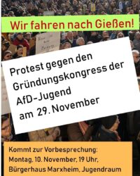10.11. Vorbereitungstreffen gemeinsame Anreise nach Gießen (29.11.)